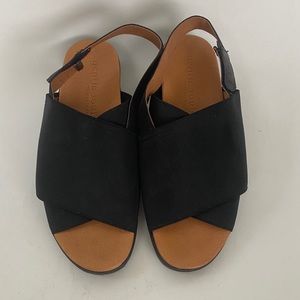 Gentle Souls Leo Black Leather Sandals / Slides